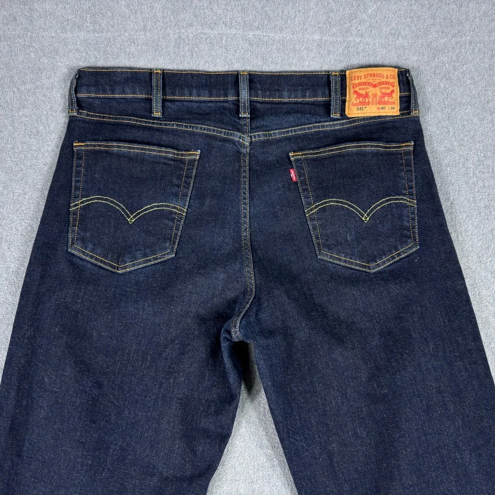 Levis 541 Jeans Mens 40x34 Fits 40x32 Athletic Fit Taper Stretch Denim Dark Wash